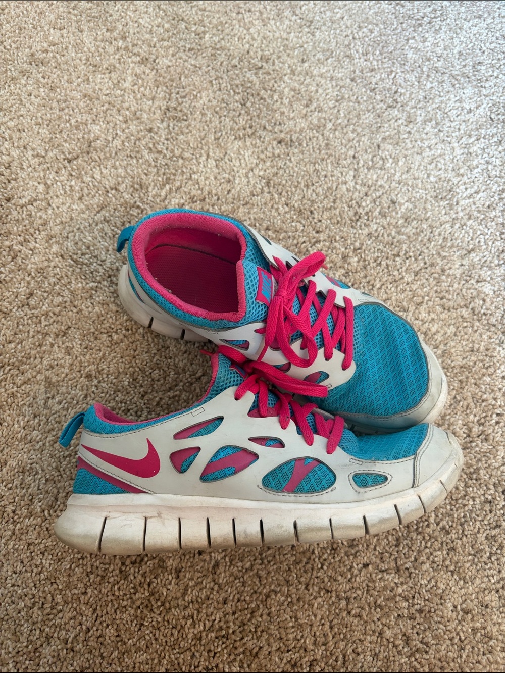 Nike Kids Teal and Hot Pink Athletic Sneakers